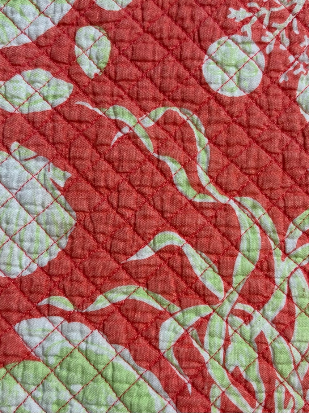 Quilted Striped/Coastal Reversible Placemats - 2 Pc Set - Shades of Coral/Lime - Picture 6 of 6